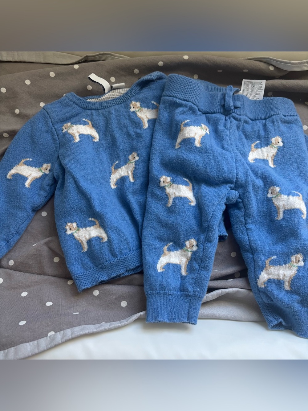 Janie and Jack match set blue dogs 3-6 months sweater pants